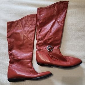 Vintage Santana red orange pull on riding boots